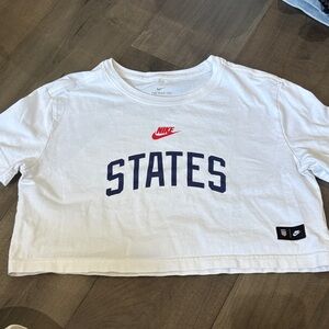 Nike Red and Blue Logo White Crop Top